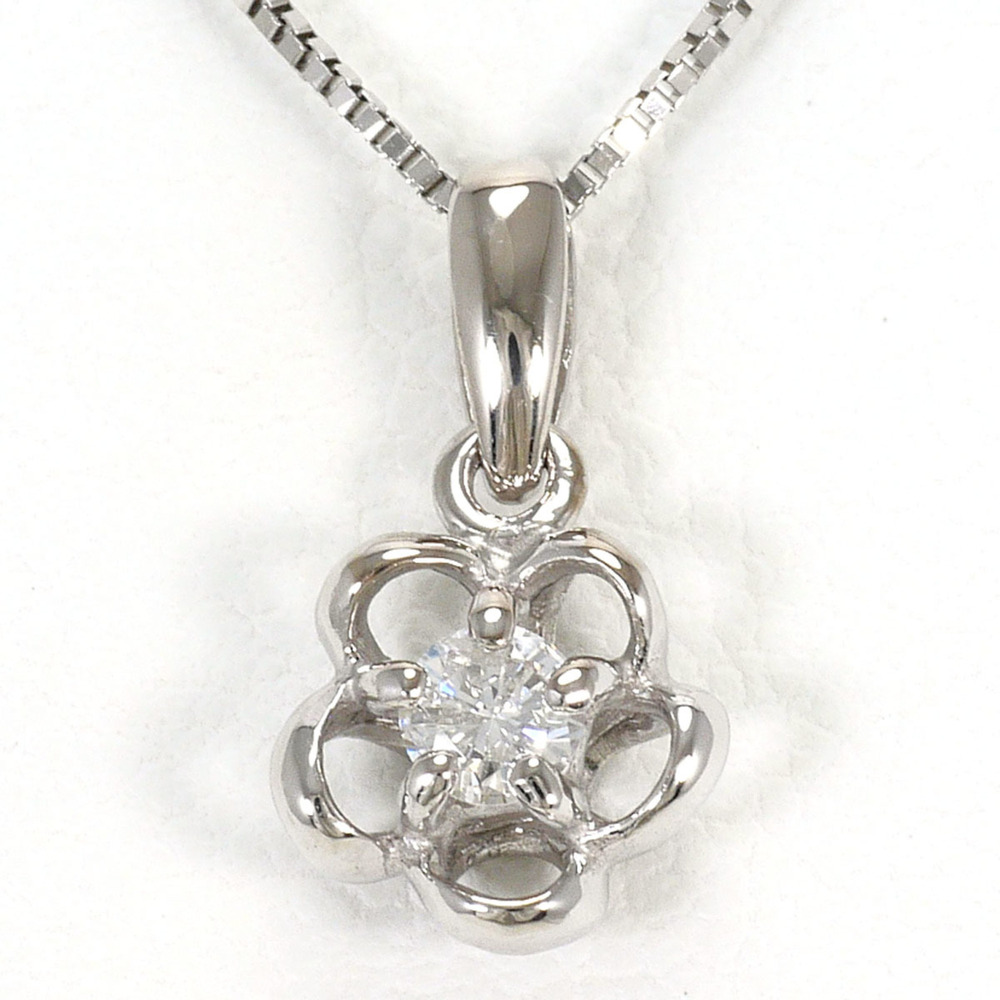 VINTAGE 14k Silver Diamond Necklace